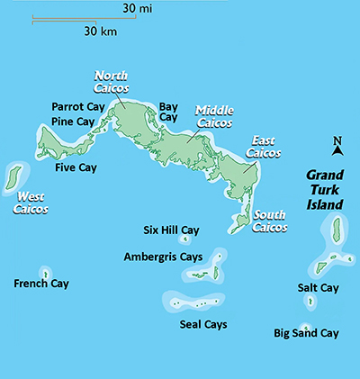 Turks ve Caicos Adaları nerede